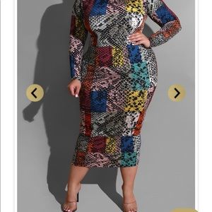 Sexy snake skin pint bodycon dress